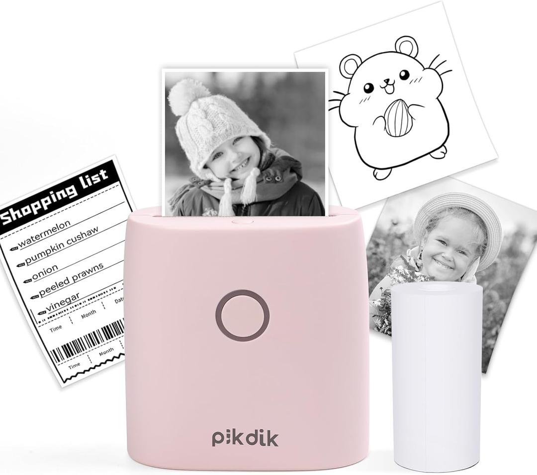 Mini Pocket Thermal Printer - PD-Q2 Portable Bluetooth Inkless Printer Machine 300 DPI Compatible with Android & iOS for 2 Inch Work List,Photo,Receipt,Children DIY,QR Code,Pink