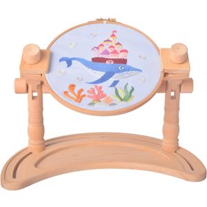 Multifunctional Embroidery Hoop Stand, Rotated Adjustable Embroidery Frame Stand Cross Stitch Stand, Beech Wood Embroidery Hoop Holder for Arts Crafts Sewing Needlework