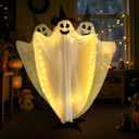 70" Halloween Decorations Outdoor Indoor Swinging Sound-Actived Light Up Ghost Decorations LED Funny Large Spooky Standing Ghost Decor for Porch Yard Garden