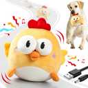 GUKCO Interactive Dog Toys, Squeaky Moving Ball Toy with Jumping & Music Modes, Rechargeable Plush Chew Toys for Small/Medium/Large Dogs to Keep Puppy Busy Pet Toys (Chick)