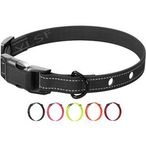 Dog Nylon Collar Strap with 2 Holes for Electronic Fence Training Barking Collar Receivers-3/4 Inch Replacement Strap-Compatible with Nearly All Brands and Models of Electric Collars (Black)