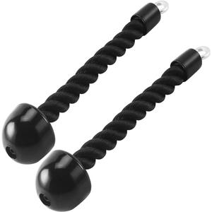 Pull Down Rope Single Grip Tricep Bicep Exercise Attachment for Cable Machines Gym Pulley Workout (Black 2 pack)