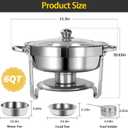 Chafing Dishes for Buffet, 4 Pack 6QT Round Chafing Dishes for Buffet, Silver Stainless Steel Chafing Dish Buffet Set for Any Party, Silver