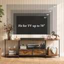 Faesun 63" TV Stand for TVs up to 75 Inches, Curved Edge Media Console & Entertainment Center with 2 Fabric Drawers, Modern TV Console Table for Living Room or Bedroom, Rustic Brown