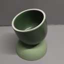 Elevated Ceramic Cat Food Bowl - 5.5" Wide Dish for Whikser Friendly, 6.6" Height for Easy Feeding, Lead & Cadmium Free, Durable Raised Cat Food Bowls, Green