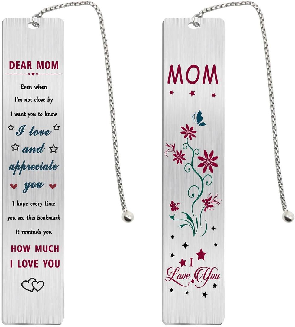 Jzxwan Mom Bookmark Gifts, Happy Birthday Mom Present, I Love My Mommy Bookmark, Thank You Mother Gifts Ideas