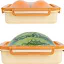 Set Of 2 Reusable Large Fruit And Veggie Savers, Silicone Fruit Storage Box, Fresh Stretch Pods For Food Saver, Ideal For Roast Chicken, Garlic, Onions, Lemons, Watermelon and Potatoes (Orange)