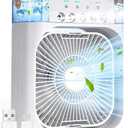 Portable Air Conditioners Cooling Fan, Evaporative Mini Air Conditioner Portable AC Unit with 3 Cool Mist & Speeds, 7 Night Lights & Timer, Personal Air Cooler for Bedroom Office Camping