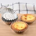 Mvchifay 10 Pcs Egg Tart Stainless Steel Mini Cupcake Mold Non Stick Cake Cookie Liner Heat-resistant Home Baking Pie Tins (Style 2)