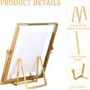 Kenning 12 Pieces Gold Plate Holder Easel Display Stand Metal Book Display Stand Tabletop Picture Frame Holder Photo Square Iron Easel Decorative for Kitchen Office Room Tabletop(3 Inch)