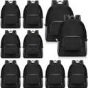Jexine 10 Pcs Backpacks in Bulk 16.5 Inches Back Pack Basic Backpack for Adult Lightweight Outdoor Travel Book Bags(Black)