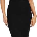 REVETRO Women's Spring Midi Bodycon Dresses Fall 3/4 Long Sleeve Crewneck Ribbed Knit Fitted Casual Dress (Large, Black)