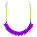 chubbycable Curly Chubby 120W Coiled USB C Cable Retractable Fast Charging Cable for Car Charger Cord Compatible with iPhone 17-15 Series, Light Green+Purple, USB-A to Type-C, 2.29FT-3.6FT
