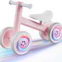 Baby Balance Bike for 1 Year Old Boys Girls, Colorful Lighting 10-24 Months Push Toddler Toys Bicycle, 4 Wheels Baby First Bike for Kid's 1-2, Pre-School Children Ride on Walker First Birthday Gifts