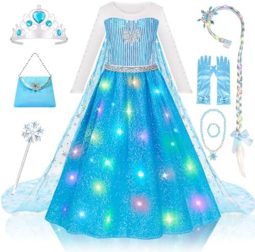 Meland Princess Dress Up for Girls – Light Up Halloween Costume for Girls Age 3-10, Princess Toys for Christmas Birthday Gift