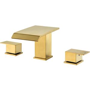 Roman Tub Faucet Brushed Gold Deck Mount Waterfall Bathtub Faucet 2 Handles High Flow Bath Tub Faucet Set