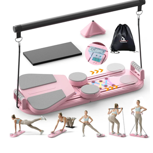 Canlanmu Pilates Board,Multifunctional Rebound Abdominal Board,Foldable Pilates Reformer Set, Ab Core Trainer Machine,Ab Exercise Board,Abs Workout Equipment for Women Home Gym Equipment,Rose Red