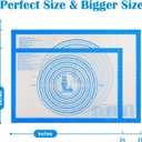 Nonstick Silicone Pastry Mat Extra Large with Measurements 28''By 20'' for Silicone Baking Mat, Counter, Dough Rolling,Fondant/Pie Crust By Folksy Super Kitchen (2028, Blue)