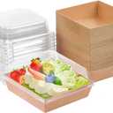 50 Pack Small Paper Charcuterie Boxes with Clear Lids, Dessert Boxes Square Disposable Paper Bakery Boxes to Go Food Containers for Desserts, Sandwich, Cookie, Sushi, Cake Slice and Strawberries (5.3"*4.9" *2.5"/50pcs, Brown)