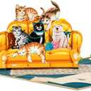 3 x Lovely Funny Cats Pop Up Card, Crazy, Humorous Cats on Sofa, Living Room, Cat Themed, 3D Greeting Card, Gift for Birthday, Valentines, Mothers Day, 5x7 - Includes Envelope And Message Note