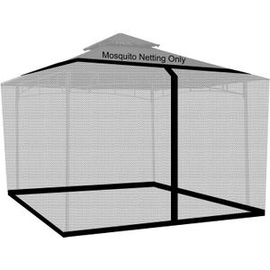Patio Umbrellas Mosquito Netting, 10x10 Mosquito Netting for Patio, Square Mosquito Net Canopy with Zipper Door and Adjustable Rope, Fits Outdoor Rectangle Patio Umbrellas(Black)