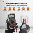 CEM Digital Multimeter 600V AC/DC Voltage Meter,Multimeter with Test Leads Backlit LCD,Volt Amp Ohm Transistor Diodes Meter,Audible Continuity and Battery Test,Holster Case