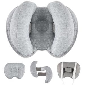Upgraded 2 in 1 Baby Travel Pillow, Adjustable Straps, Banana Shape Baby Neck Head Support Pillow Stroller Insert Cushion for 4 Months Up Kids, Toddler Grey