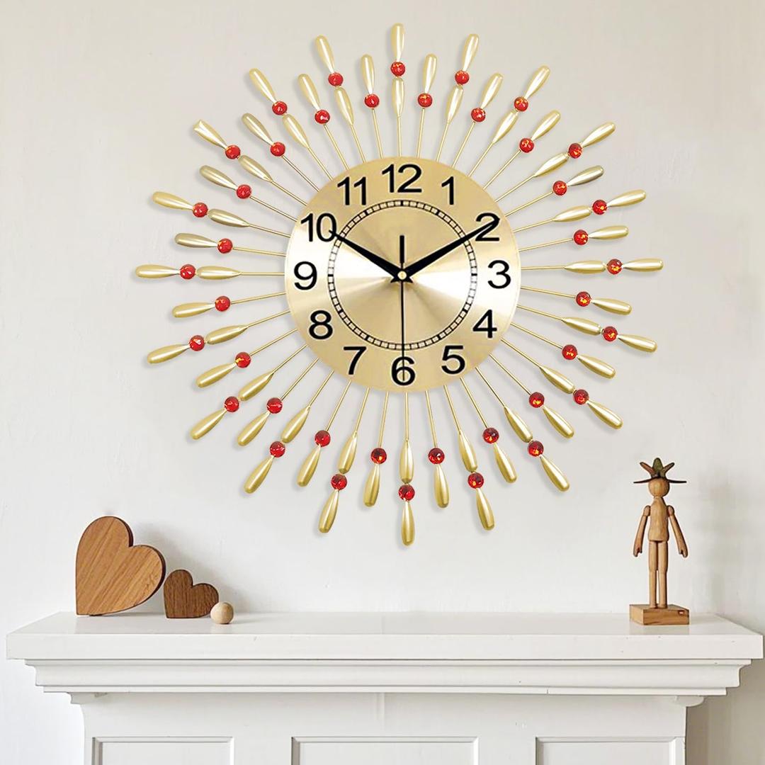 Wall Clock,20inch Decorative Wall Clocks Silent Quality Quartz Battery Operated,Large Wall Clock for Living Room,Kitchen,Home,Bathroom,Bedroom Wall Decor