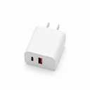 Dual Port Fast Wall Charger, USB-C and USB-A Power Adapter, Compact PD Fast Charging Block for iPhone, Samsung, iPad, and Other Devices