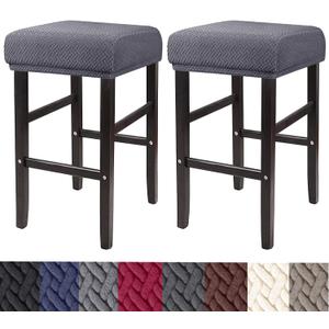HFCNMY Stool Covers Rectangle,2  Pack Stretch Rectangle Bar Stool Covers Jacquard Vanity Stool Cover Washable Counter Stool Covers Bar Stool Seat Covers Saddle Seat Cover with Elastic Bands Dark Gray