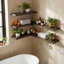 Dreamland Rustic Elm Wood Floating Shelves for Wall Decor, 48 Inch Long Wooden Floating Shelves Wall Mounted, 8 Inch Deep Wall Shelf for Bathroom, Living Room, Kitchen, Bathroom, Walnut