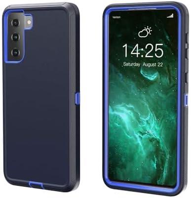 for Galaxy S21 5G case,Samsung S21 Heavy Duty case,[Without Belt Clip][Military Grade Protective ],[Shockproof] [Dropproof] [Dust-Proof], Compatible with Samsung Galaxy S21 5G (Dark Blue) (Black/Gray)