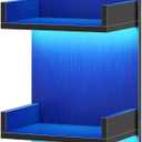 HOOBRO Floating Wall Shelves with LED Lights, Floating Shelf Wall Mounted for Storage, Vertical Display Stand, Modern Column Rack, for Bedroom, Livingroom, 4-Tier, 35.8 Inches, Black, BK41DBJ01