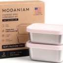Modaniam Flexibento Stainless steel Lunch Box Container Set, bento Box set (Pink, Small Snack Containers set of Two : 2 * 14 OZ)