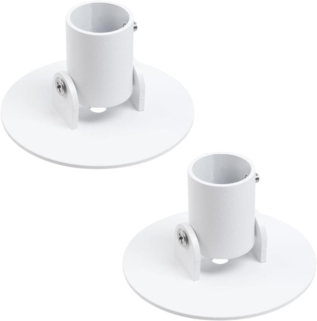Geesatis 2Pcs Shower Curtain Rod Bracket,Stainless steel Shower Curtain Rod Single Swivel Flange,Adjustable Heavy Duty Shower Rods,White