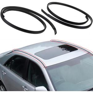 WILLBOND 2 Pcs Roof Drip Molding Weatherstrip Compatible with Toyota 2012-2017 75555-06080 75556-06080 75555-06100 75556-06100, Left and Right Side Roof Trim Strip Kit Black PVC Rain Channel Guard Set