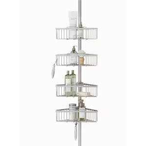 Zenna Home 4-Tier Tension Pole Shower Caddy in Satin Nickel