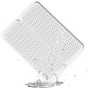 ZLR Silicone Dish Drying Mat & Heat Resistant Trivet (12" x 16") - Waterproof Counter Protector for Air Fryer, Coffee Maker - Non-Slip, BPA Free Kitchen Pad, Easy Clean Dishwasher Safe (Milk White)