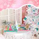 6 Pcs Pink Christmas Table Decorations Wooden Table Centerpieces Christmas Tree Santa Claus Hohoho Joy to The World Reindeer Xmas Tabletop Signs for Xmas Holiday Party Room Home Desk Supplies