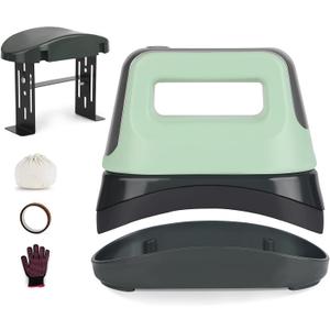 Gimify Heat Press 6.3"x3.4" Ceramic-Coated Heat Plate, 3 Heating Levels Hat Heat Press Curved with Safety Base & Auto-Off Feature, Portable for Sublimation, HTV, DTF & Infusible Ink Projects - Green