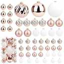 Christmas Ball Ornaments for Xmas Decorations, 50 pcs Christmas Extra Large Tree Shatterproof Ornaments-Rose Gold (Combo of 5 Style in 3 Sizes)