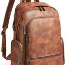 Computer Backpack for Women Soft Leather Back pack with 15.6 inch Laptop Compartment, Designer Ladies Travel Backpack, Brown