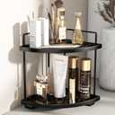 2-Tier Bathroom Counter Organizer, Corner Bathroom Organizer Countertop, Black Vanity Tray Counter Corner Shelf, Corner Organizer for Skincare Makeup Kitchen Storage, 8.2''L x 8.2''W x 11.2''H
