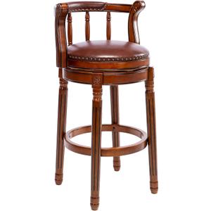 Bar Stools Modern Swivel Barstools,Kitchen Counter Genuine Leather Upholstered Island Barstool with Footrest for Home Kitchen Dining Room (Brown, Seat Height 29.5 in)