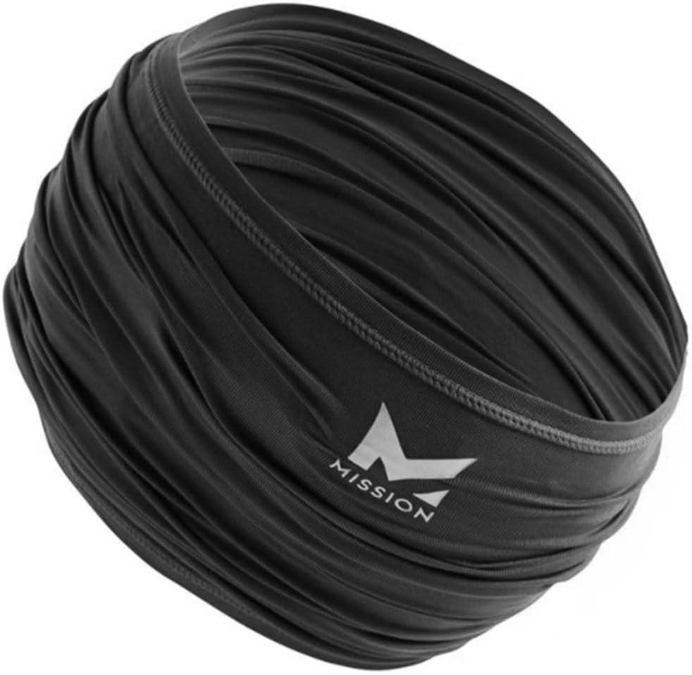 MISSION Cooling UPF Multi-Use Neck Gaiter Mens & Womens Buff for Working, Running Sports Sweat & Water Activated Technology (Black)