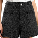 Cicy Bell Womens Tweed Summer Shorts High Waisted Wide Leg Dressy Casual Shorts with Front Pockets Black White L