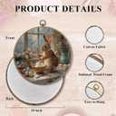 FUGWN Vintage Easter Bunny Egg Kitchen Round Wall Art Decor Framed, Rustic Farmhouse Bunny Canvas Artwork Prints, Easter Rabbit Wall Hanging Decorations for Kitchen Dining Room Home, 10x10 Inch