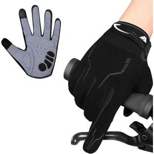 Cycling Gloves for Men - Full Finger BMX & Mountain Bike Gloves with Touchscreen, MTB, Padded Anti-Slip Grips for Men, Women & Wheelchairs (Large, Black)