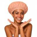 2 x Shower Cap for Women Reusable Waterproof Shower Caps with Elastic Band, Ideal for Long Hair, Braids and All Hair Types,Medium,Orange