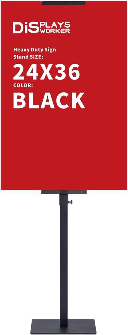 DISPLAYSWORKER Poster Stand for Display,Double Sided Banner Stand with heavy duty Base, Metal Floor Standing Sign Holder Up to 78 inches for Board & Foam Sign (Single-Pole)